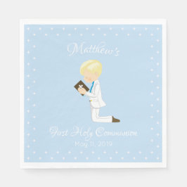 Personalisiert First Communion Blonde Boy Serviette