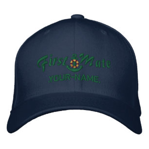 Personalisiert First Mate Lifesaver Anchor Green Bestickte Kappe