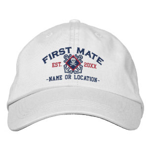 Personalisiert First Mate Nautic Crossbones Skull Bestickte Baseballkappe