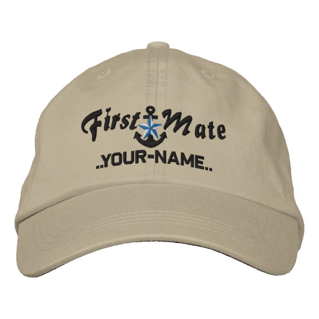 Personalisiert First Mate Star Anchor Black Bestickte Kappe (Vorderseite)