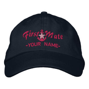 Personalisiert First Mate Star Anchor Fuchsia Bestickte Kappe