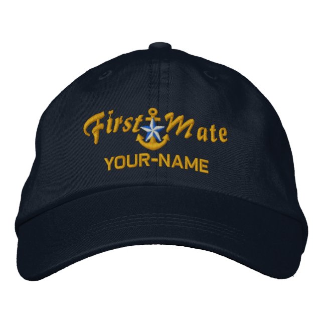 Personalisiert First Mate Star Anchor Golden Bestickte Kappe (Vorderseite)