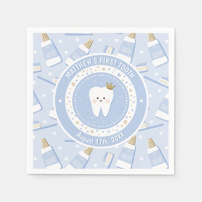 Personalisiert First Tooth Paper Napkin Serviette (Vorderseite)