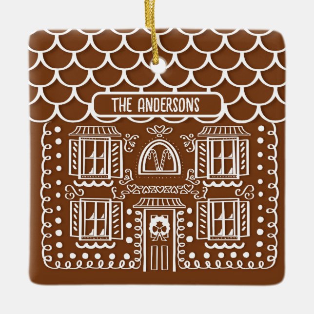 Personalisiert First Zuhause Gingerbrett Weihnacht Keramikornament (Vorderseite)