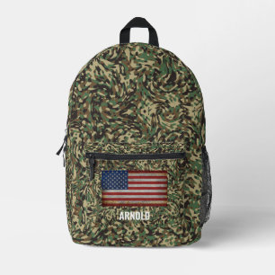 PERSONALISIERT FLAG INDIVIDUELLE NAME CAMOUFLAGE B BEDRUCKTER RUCKSACK