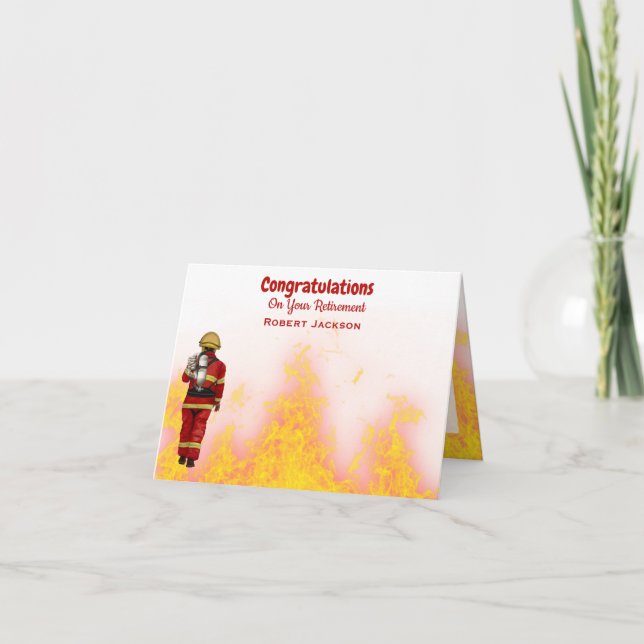 Personalisiert Flame Firefighter-Bewachung Vielen  Dankeskarte (Vorderseite)