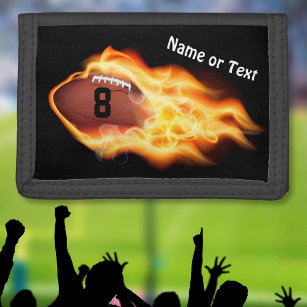 Personalisiert Flaming Football Wallets für Männer Trifold Geldbörse