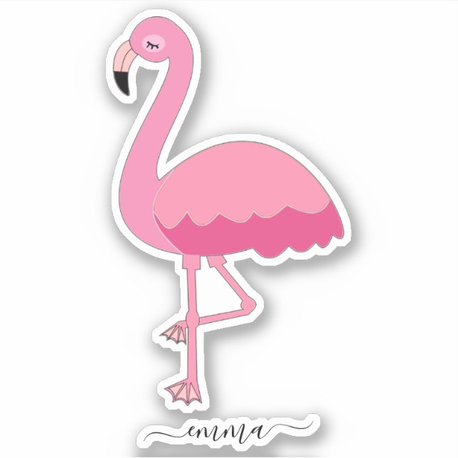 Personalisiert Flamingo Aufkleber (Vorderseite)