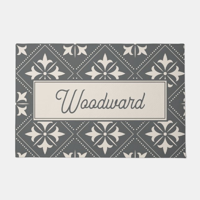 Personalisiert Fleur du Lys Geometric Muster Fußmatte (Vorderseite)