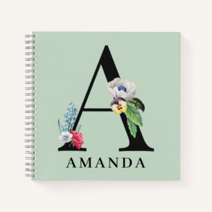 Personalisiert floral Alphabet A Monogram Notebook Notizbuch