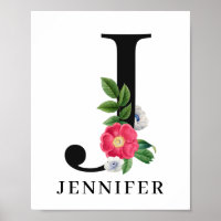 Personalisiert Floral Alphabet J Monogram