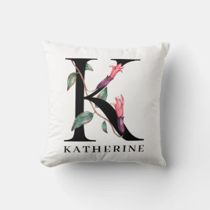 Personalisiert Floral Alphabet K Monogramm Kissen