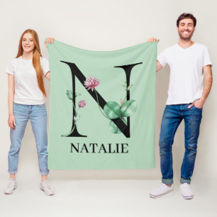 Personalisiert Floral Alphabet N Monogramm Fleecedecke