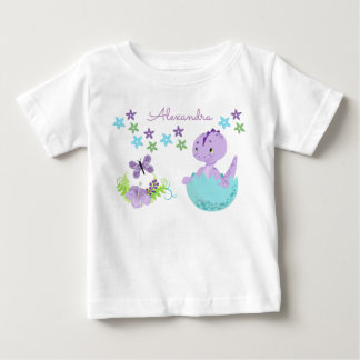 Personalisiert Floral Baby Dinosaurier T-shirt