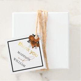 Personalisiert Floral Black Orange Hochzeit Vielen Geschenkanhänger
