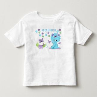 Personalisiert Floral Blue Baby Dinosaurier Kleinkind T-shirt