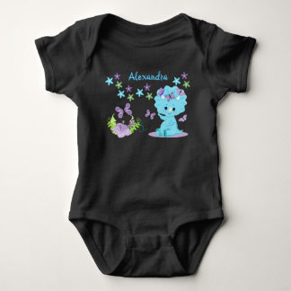 Personalisiert Floral Blue Baby Dinosaurier Strampler