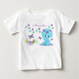 Personalisiert Floral Blue Baby Dinosaurier T-shirt