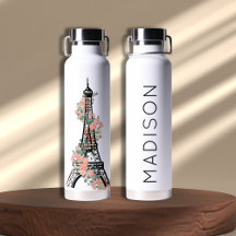 Personalisiert Floral Paris Eiffel Tower White
