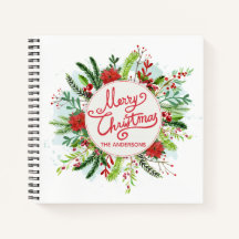 Personalisiert Floral Wreath Christmas Gästebuch