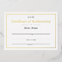 Personalisiert Foil Certificate of Authenticity Ar