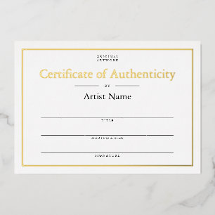 Personalisiert Foil Certificate of Authenticity Ar Folieneinladung
