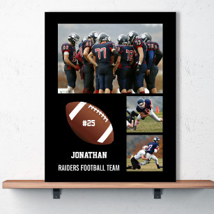Personalisiert Football 3 Foto Collage Name Team # Poster