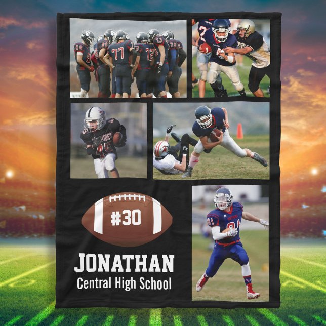 Personalisiert Football 5 Fotocollage Name # Team Fleecedecke (Von Creator hochgeladen)