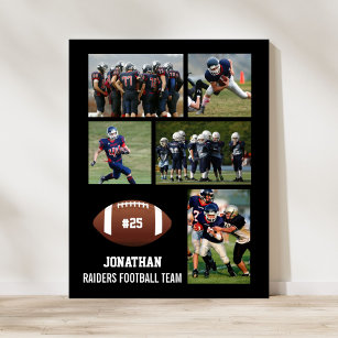 Personalisiert Football 5 Fotocollage Name Team # Poster