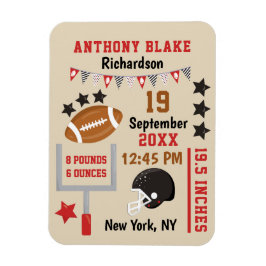 Personalisiert Football Baby Boys Geburtsstunde Magnet