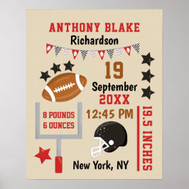Personalisiert Football Baby Boys Geburtsstunde Poster