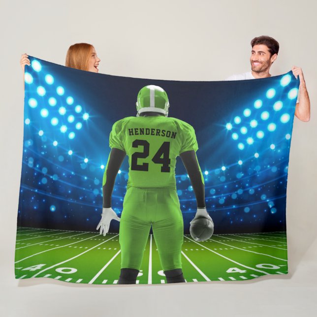 Personalisiert Football Player von Bright Green Je Fleecedecke (Beispiel)