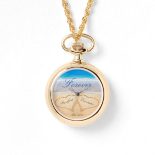 Personalisiert Forever   Herz in Sandhochzeit Armbanduhr