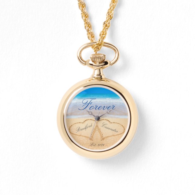 Personalisiert Forever | Herz in Sandhochzeit Armbanduhr (Vorderseite)