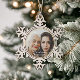 Personalisiert Forever in unserem Herz Foto Memory Schneeflocken Zinn-Ornament