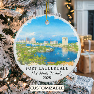 Personalisiert Fort Lauderdale Ornament, Florida Keramik Ornament