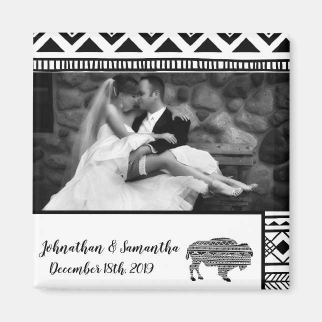 Personalisiert Foto Magnet Boho Buffalo Tribal Pat (Vorne)