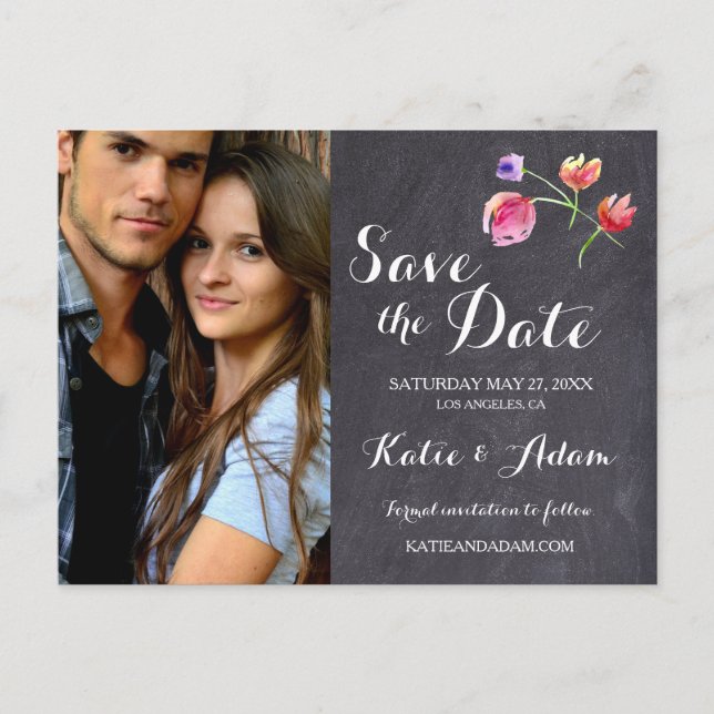 Personalisiert, Foto Save the Date, rustikal Ankündigungspostkarte (Vorderseite)