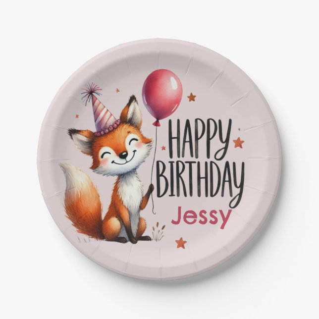 Personalisiert Fox Happy Birthday Paper Teller (Vorderseite)