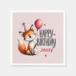 Personalisiert Fox Happy Birthday Serviette