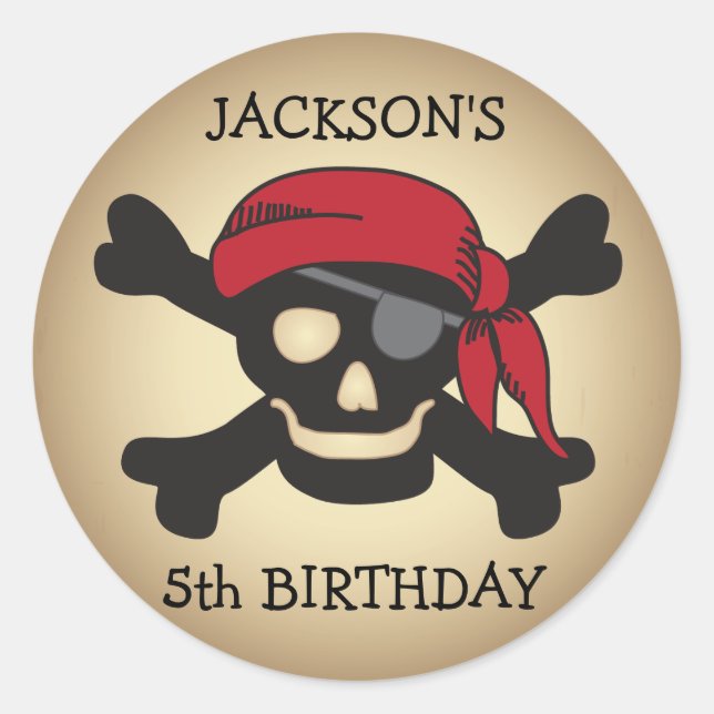 Personalisiert Friendly Pirate Skull Sticker (Vorderseite)