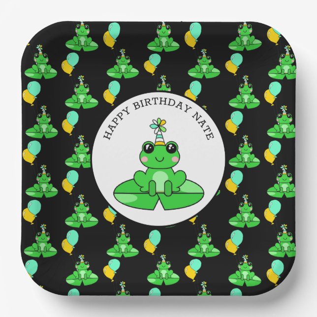 Personalisiert Frog zum Geburtstag Pappteller (Vorderseite)