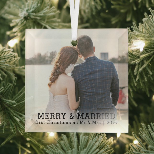 Personalisiert frohe und Verheiratete Weihnachten Ornament Aus Glas (Insitu)