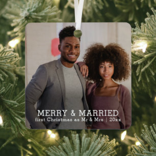 Personalisiert frohe und Verheiratete Weihnachten Ornament Aus Metall