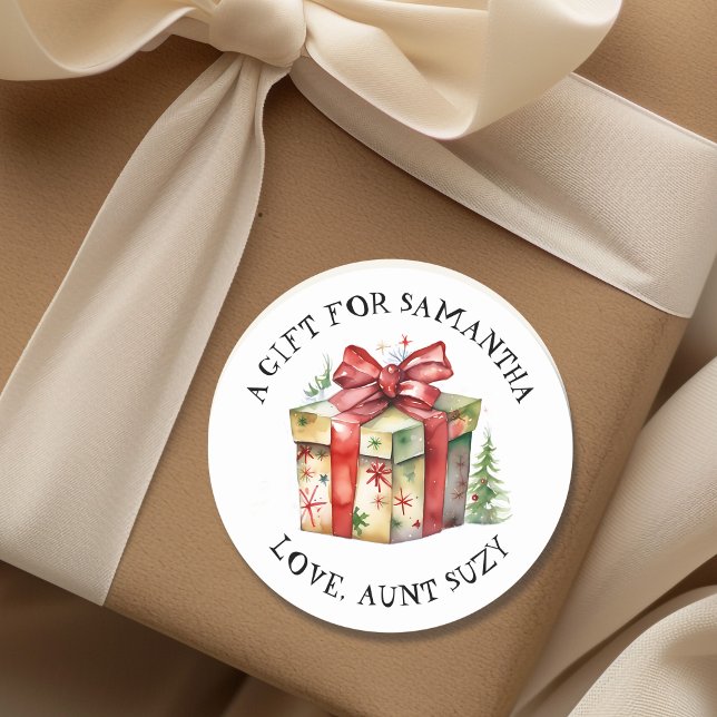 Personalisiert frohe Weihnachten bis und vom Gesch Runder Aufkleber (Von Creator hochgeladen)