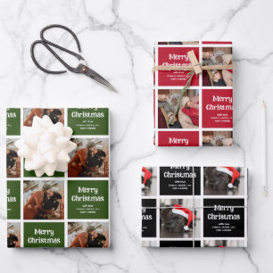 Personalisiert Frohe Weihnachten Custom Foto Grid Geschenkpapier Set