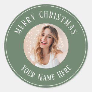 Personalisiert Frohe Weihnachten für Karten Foto Runder Aufkleber