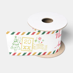 Personalisiert frohe Weihnachten Glitzer Air Mail Satinband