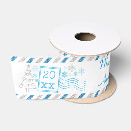 Personalisiert frohe Weihnachten Glitzer Air Mail Satinband