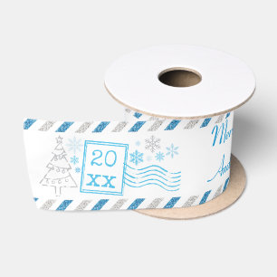 Personalisiert frohe Weihnachten Glitzer Air Mail Satinband